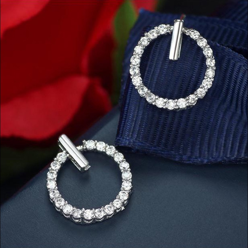 925 Sterling Silver Crystal Rhinestone Stud Earrings