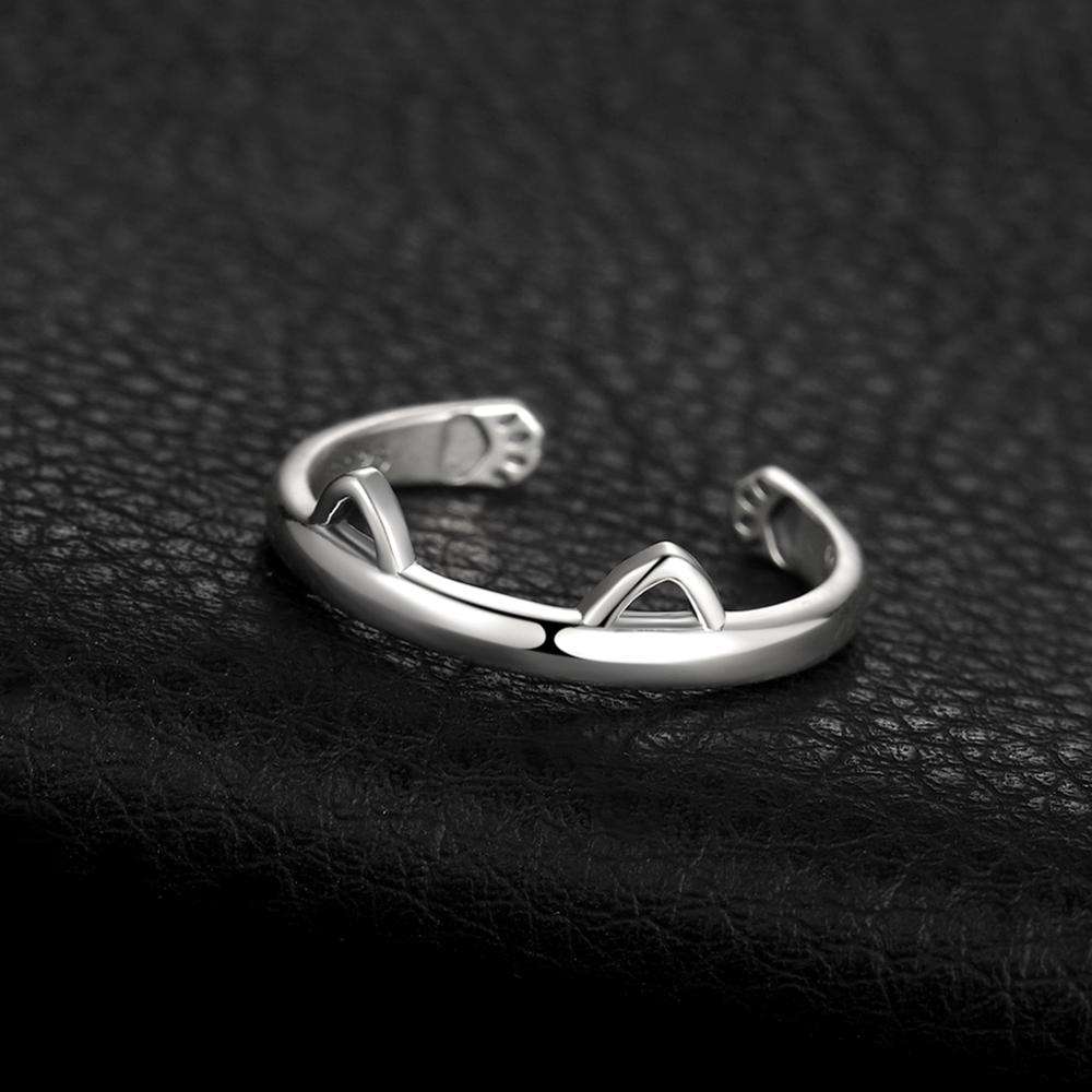 Women's 925 Sterling Silver Adjustable Cat Ring